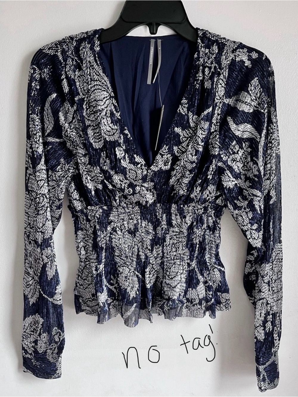 Anthropologie metallic smocked short sleeve top